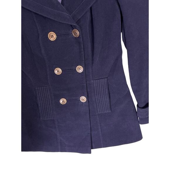 Vintage Per Una Black Heavy Cotton Peacoat Women’s Size 10/M Overcoat Warm - Picture 3 of 6